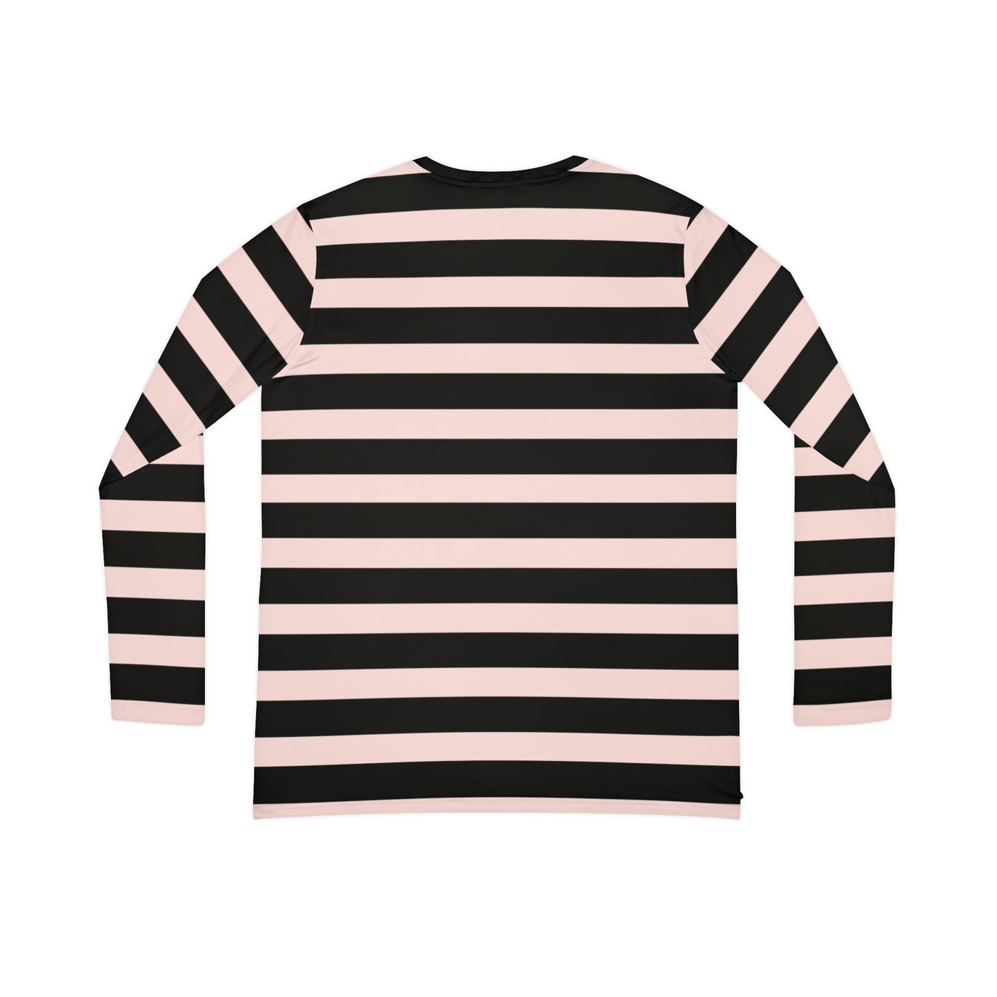 Gently Pink + Black Striped Women's Long Sleeve V-neck Shirt