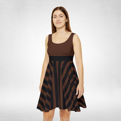 Brown + Black Stripe Women's Skater Dress