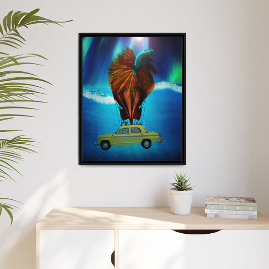 Aquamobile Taxi Service Framed Canvas Print | Surreal Art