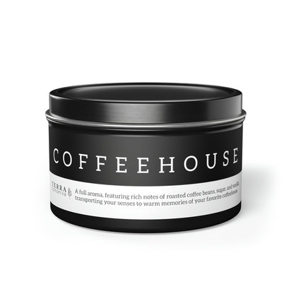 Coffeehouse Scented Candle in Minimalist Black Steel Tin (2 sizes)