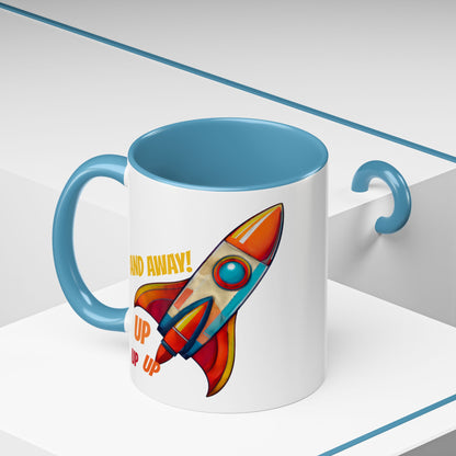 Rocket Ship Liftoff Colorful Ceramic Mug (11, 15oz)