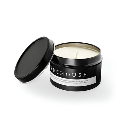 Coffeehouse Scented Candle in Minimalist Black Steel Tin (2 sizes)