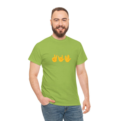 Peace, Love, Live Long Emoji Adult 100% Cotton T-Shirt (Multicolors)