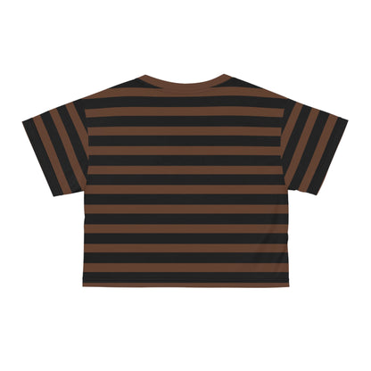 Brown + Black Stripes Cropped Tee