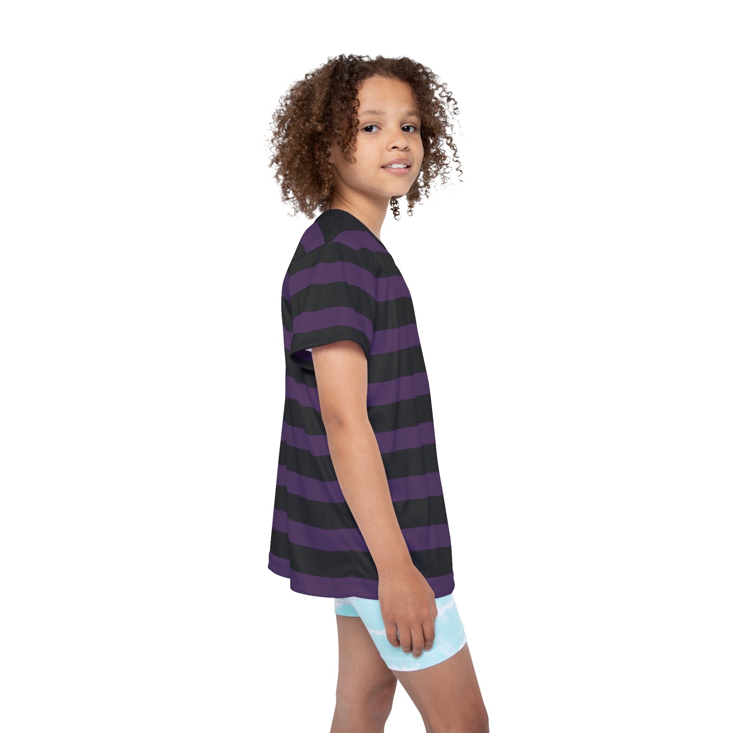 Purple + Black Stripes Kids' Poly Tee