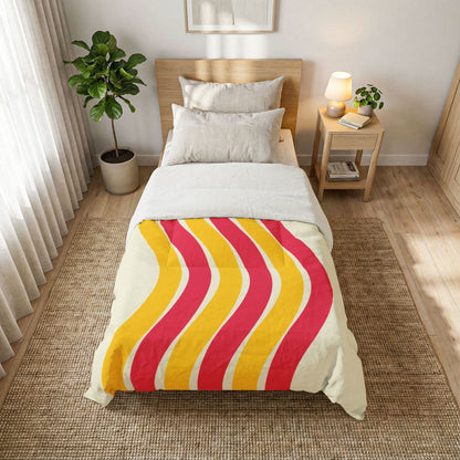 Pink + Yellow Waves 100% Cotton Comforter