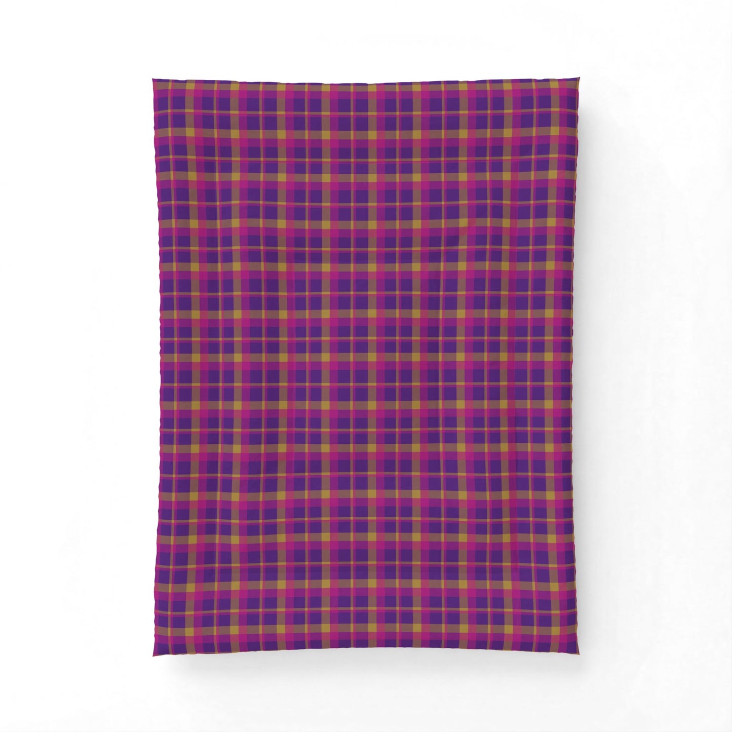 Yellow + Magenta Plaid 100% Cotton Comforter