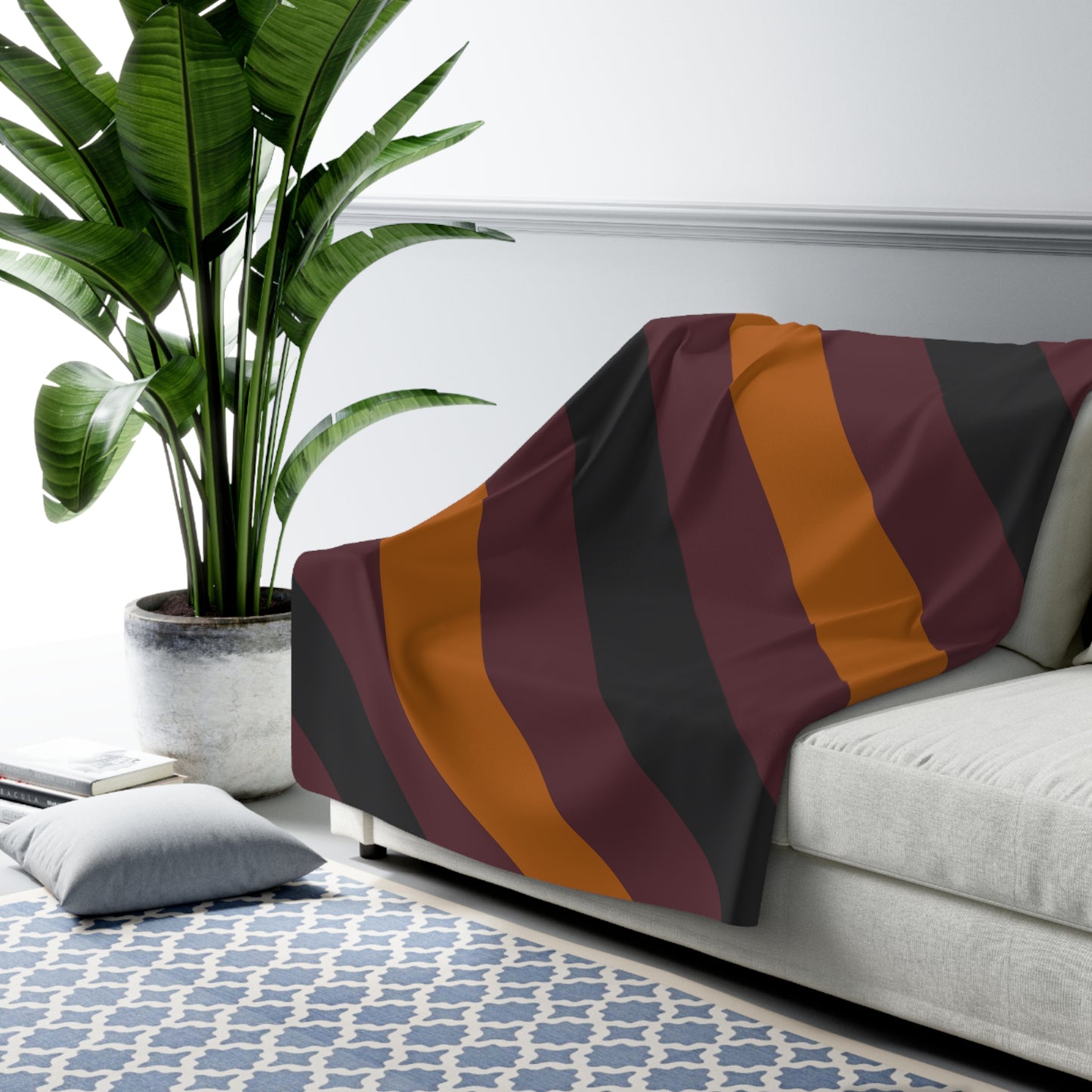 Autumn Stripes Sherpa Fleece Blanket