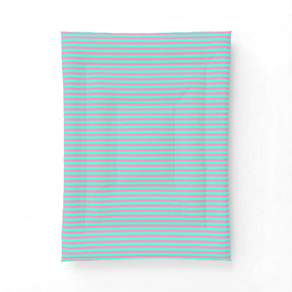 Pink + Teal Striped 100% Cotton Comforter