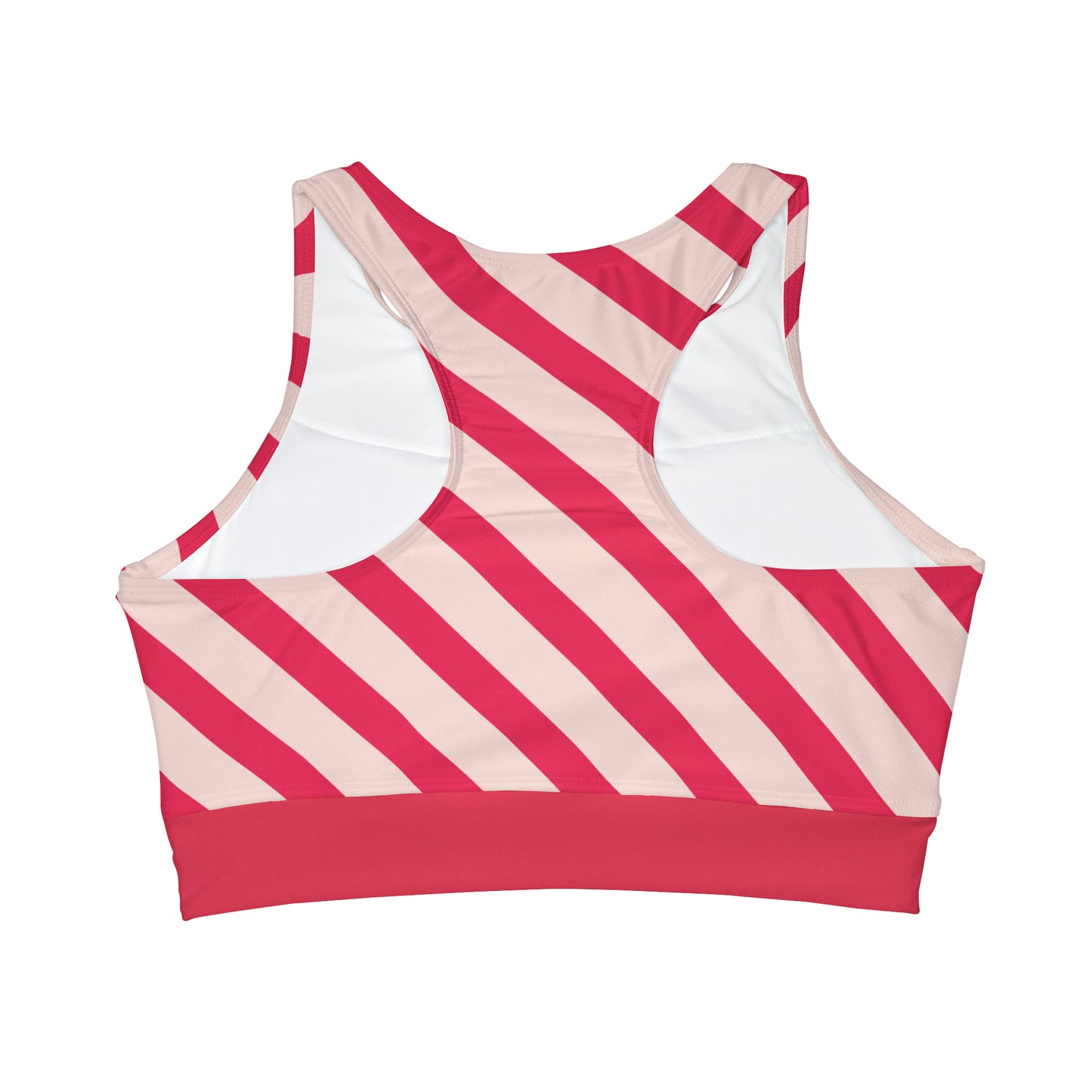 Diagonal Pink Stripes Women's Full-Coverage Bikini Top