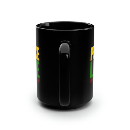 Peace, Love, Live Long + Make Art 15oz Black Mug