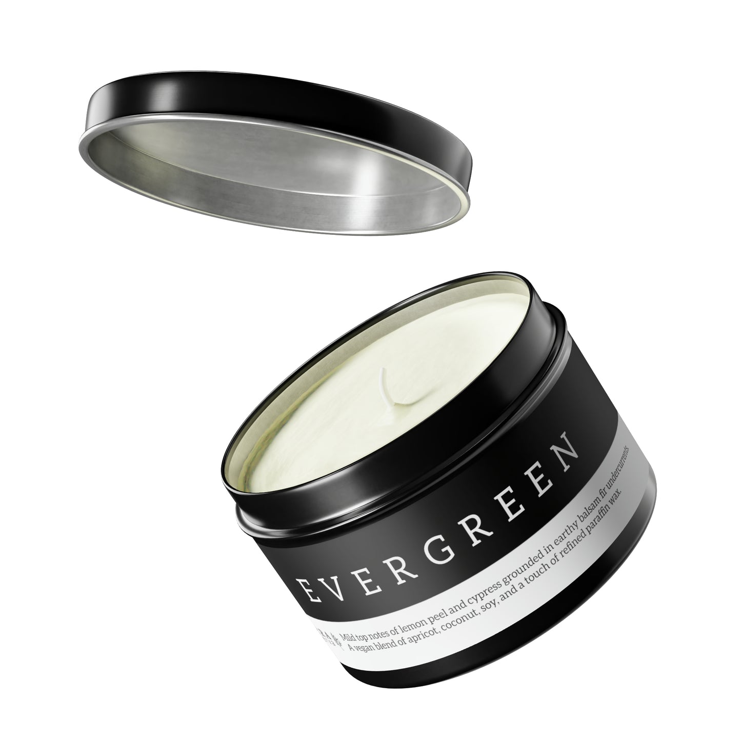 Evergreen Scented Candle in Minimalist Black Steel Tin (2 sizes)