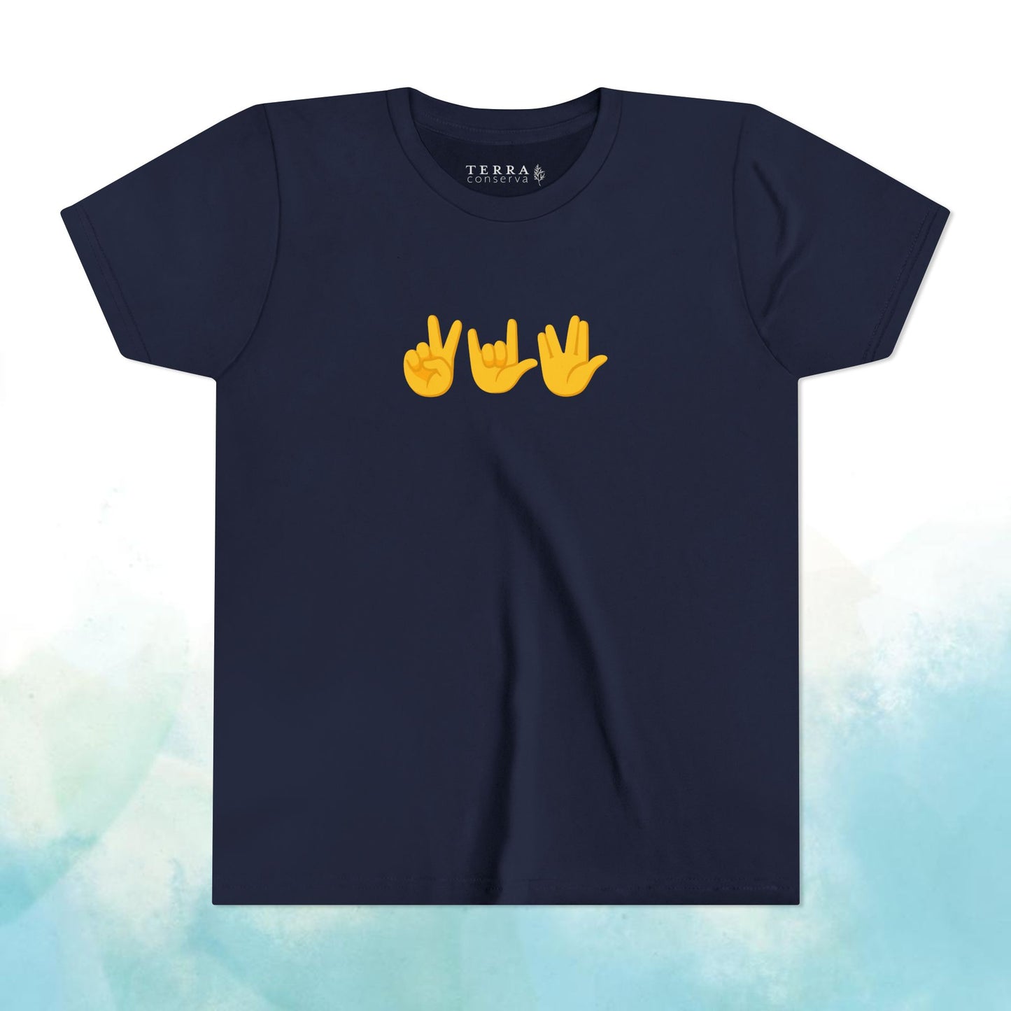 Peace, Love, Live Long Emoji Short Sleeve Kids' T-Shirt (multicolors)