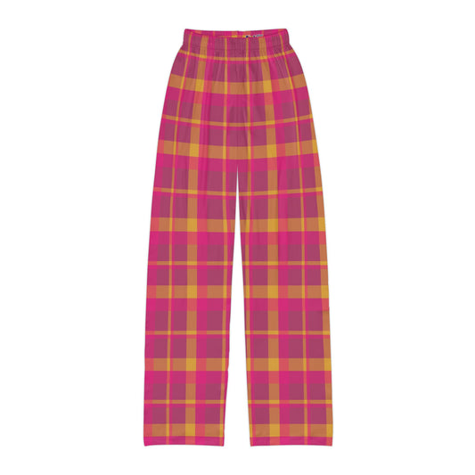 Pink + Yellow Plaid Kids' Pajama Pants