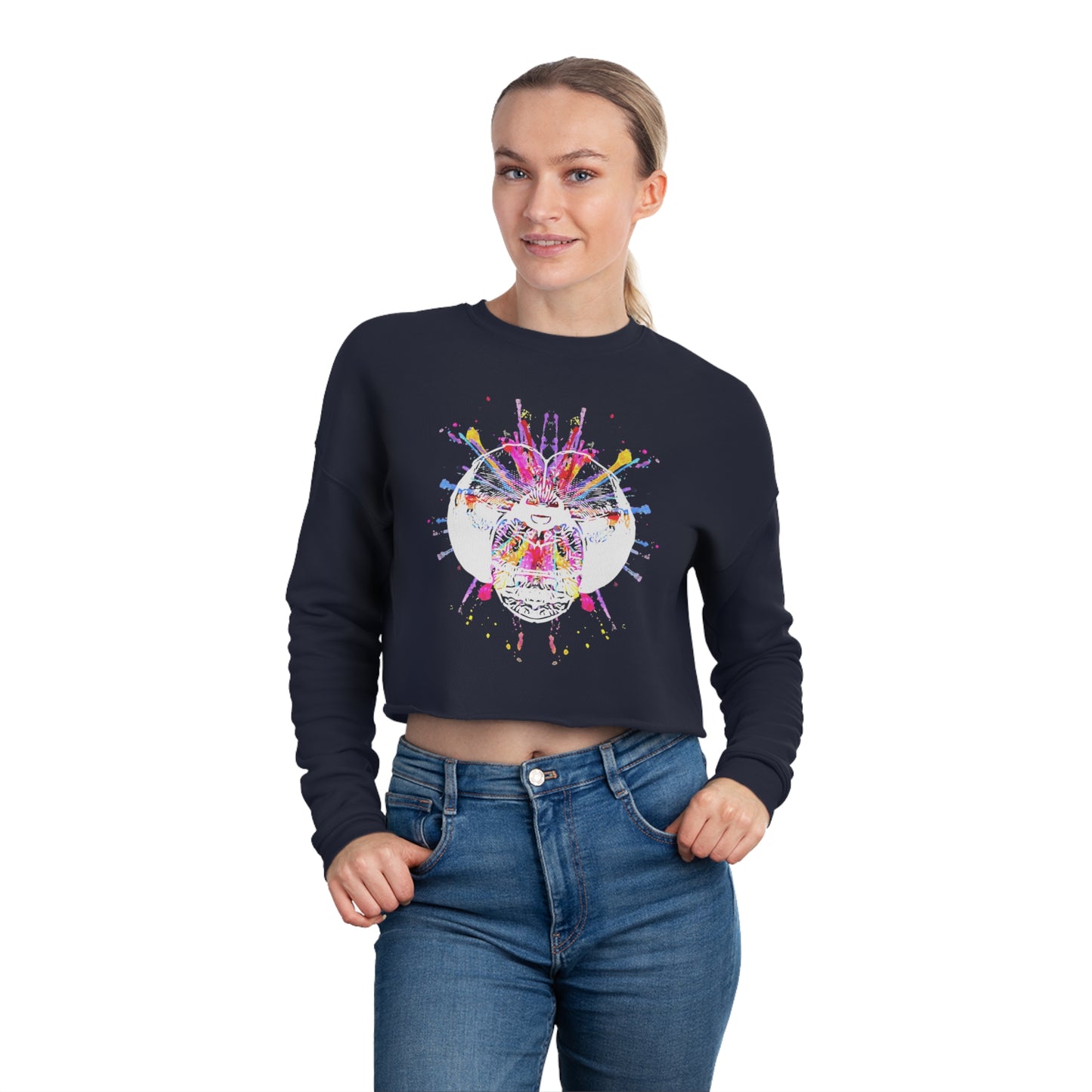 Dragonfly Color Explosion Women's Cropped Sweatshirt