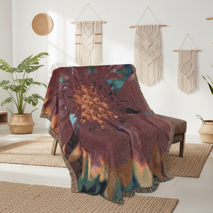 Cosmos Flower 100% Cotton Woven Blanket (3 sizes) | Made In USA