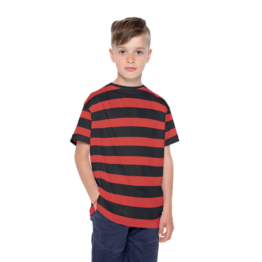 Rusty Red + Black Stripes Kids' Poly Tee