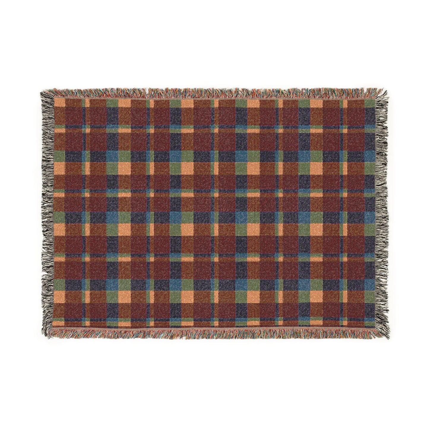 Warm Color Blocks 100% Cotton Woven Blanket (3 sizes) | Made In USA