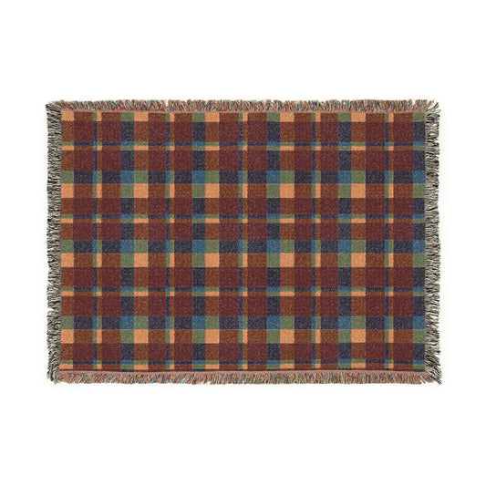 Warm Color Blocks 100% Cotton Woven Blanket (3 sizes) | Made In USA