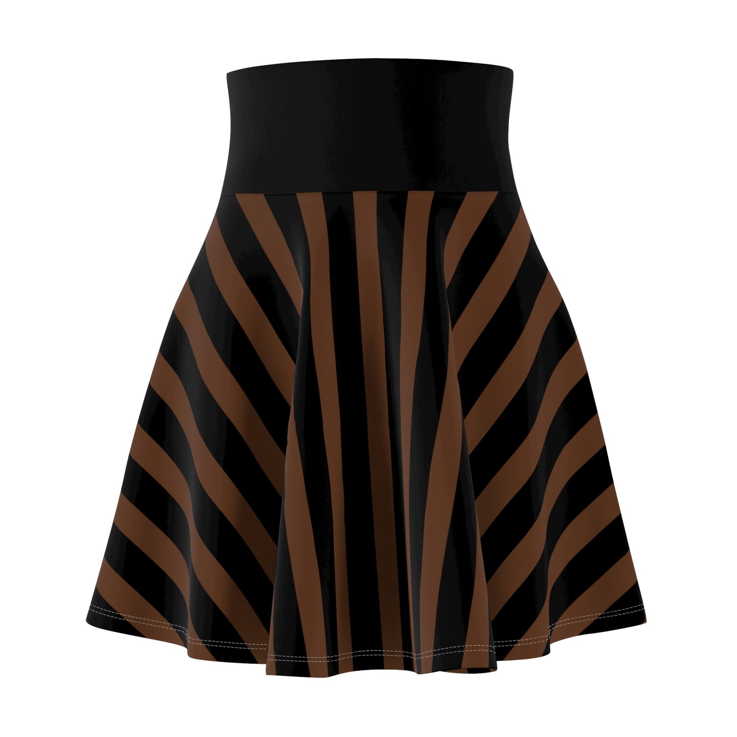 Brown + Black Striped Women's Flowy Skirt