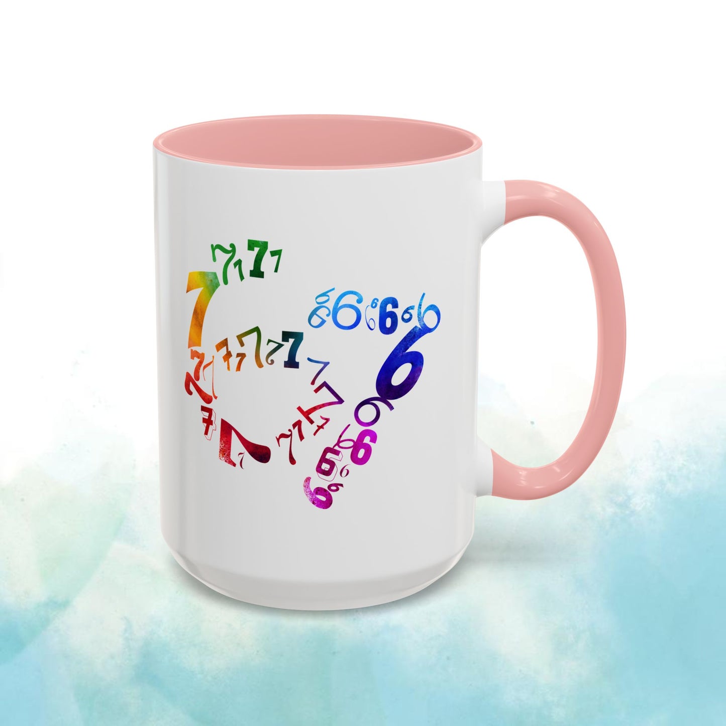 6-7 Meme Illusion Colorful Handle Ceramic Mug (11, 15oz)
