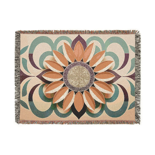 Neutral Flower 100% Cotton Woven Blanket (3 sizes)