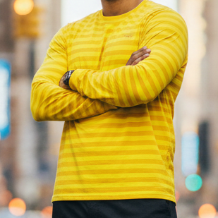 Citron Yellow Striped Men's Long Sleeve Shirt