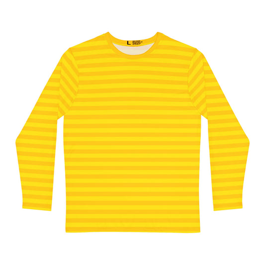 Citron Yellow Striped Men's Long Sleeve Shirt