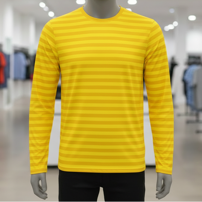 Citron Yellow Striped Men's Long Sleeve Shirt