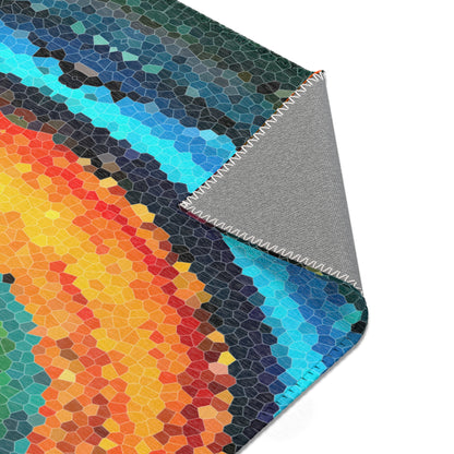 Pixel Mosaic Teal Orange Indoor Area Rug