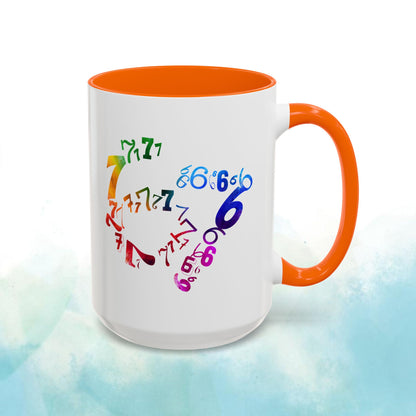 6-7 Meme Illusion Colorful Handle Ceramic Mug (11, 15oz)