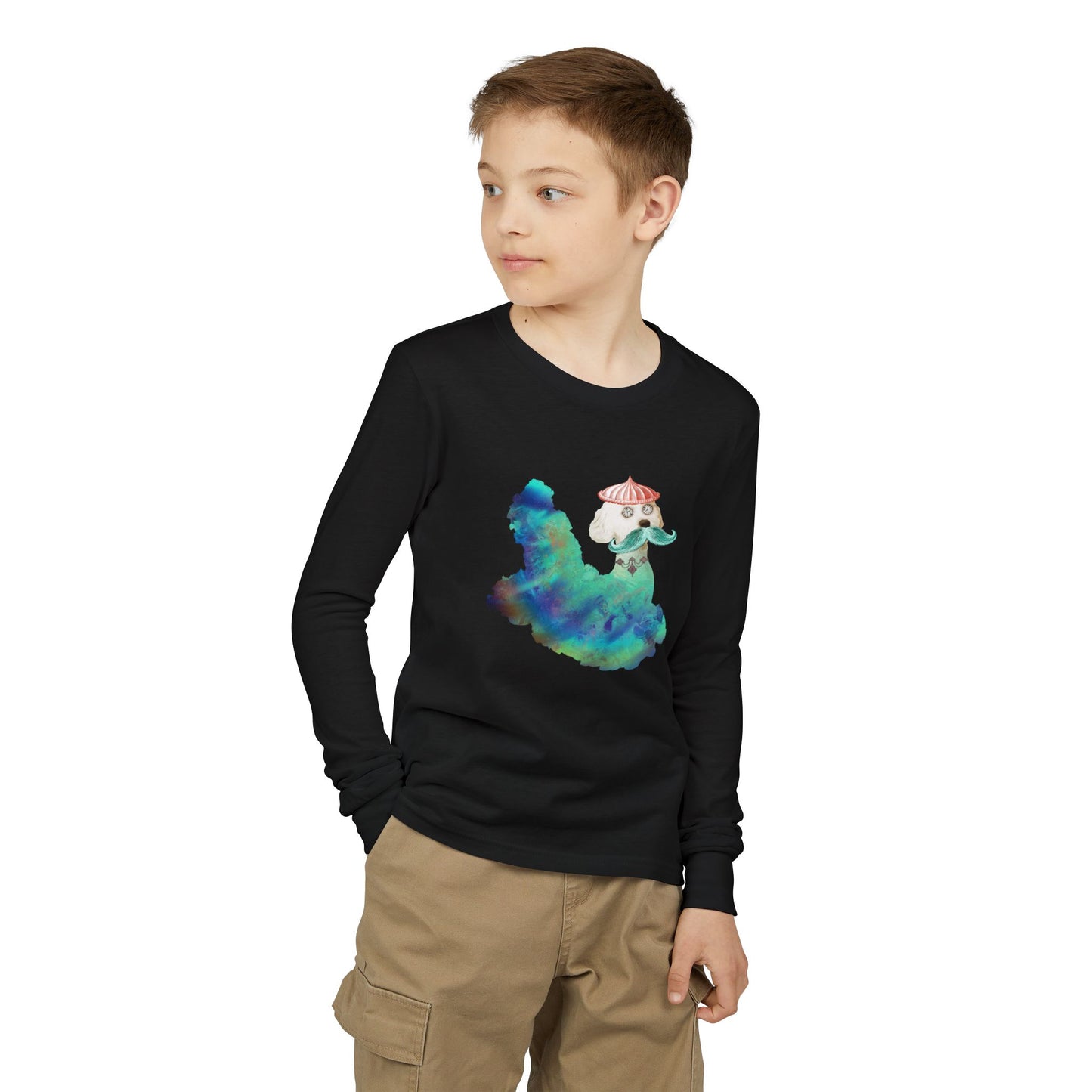Surreal Astro Dog of Time Kids' Long Sleeve | Graphic Art Shirt | Terra Conserva