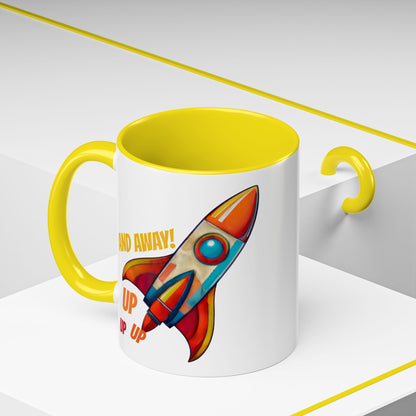 Rocket Ship Liftoff Colorful Ceramic Mug (11, 15oz)