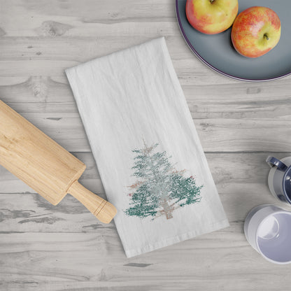 Painted Pine Tree Large Cotton Dish Towel