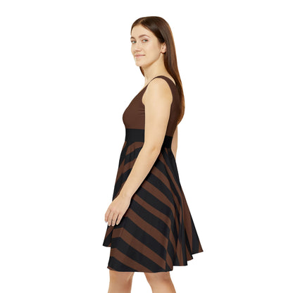 Brown + Black Stripe Women's Skater Dress