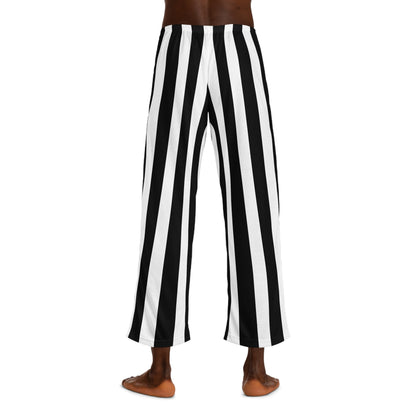 Black & White Vertical Striped Men's Pajama Pants