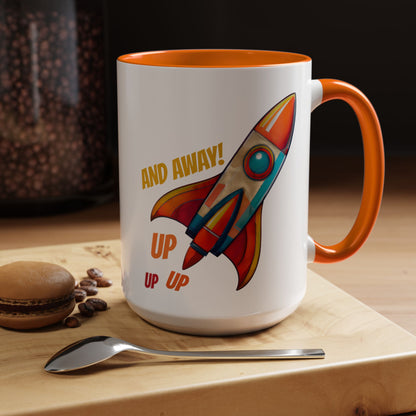 Rocket Ship Liftoff Colorful Ceramic Mug (11, 15oz)