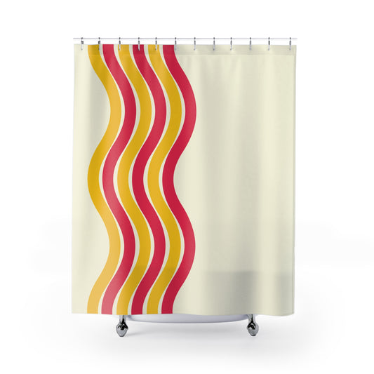 Pink + Yellow Waves Shower Curtain