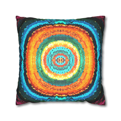 Pixel Mosaic Teal Orange Faux Suede Throw Pillow Case (multi sizes)