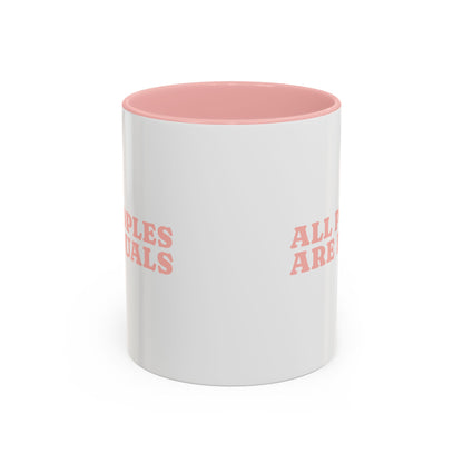 All People Are Equals Pink Handle Ceramic Mug (11, 15oz)