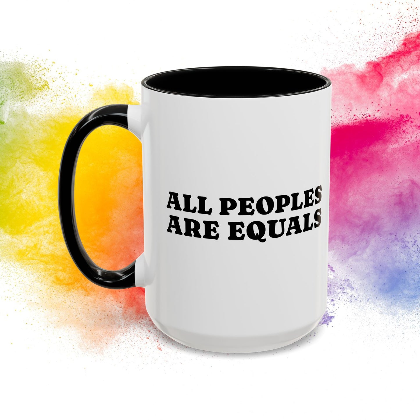 All People Are Equals Black Handle Ceramic Mug (11, 15oz)