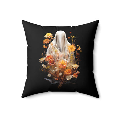 Halloween Garden Haunting Faux Suede Throw Pillow