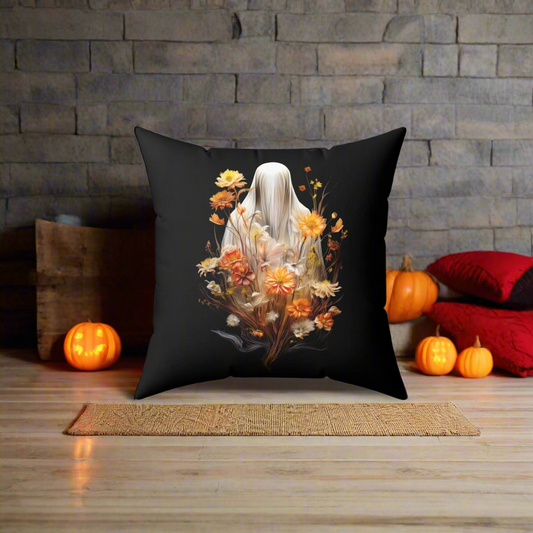 Halloween Garden Haunting Faux Suede Throw Pillow