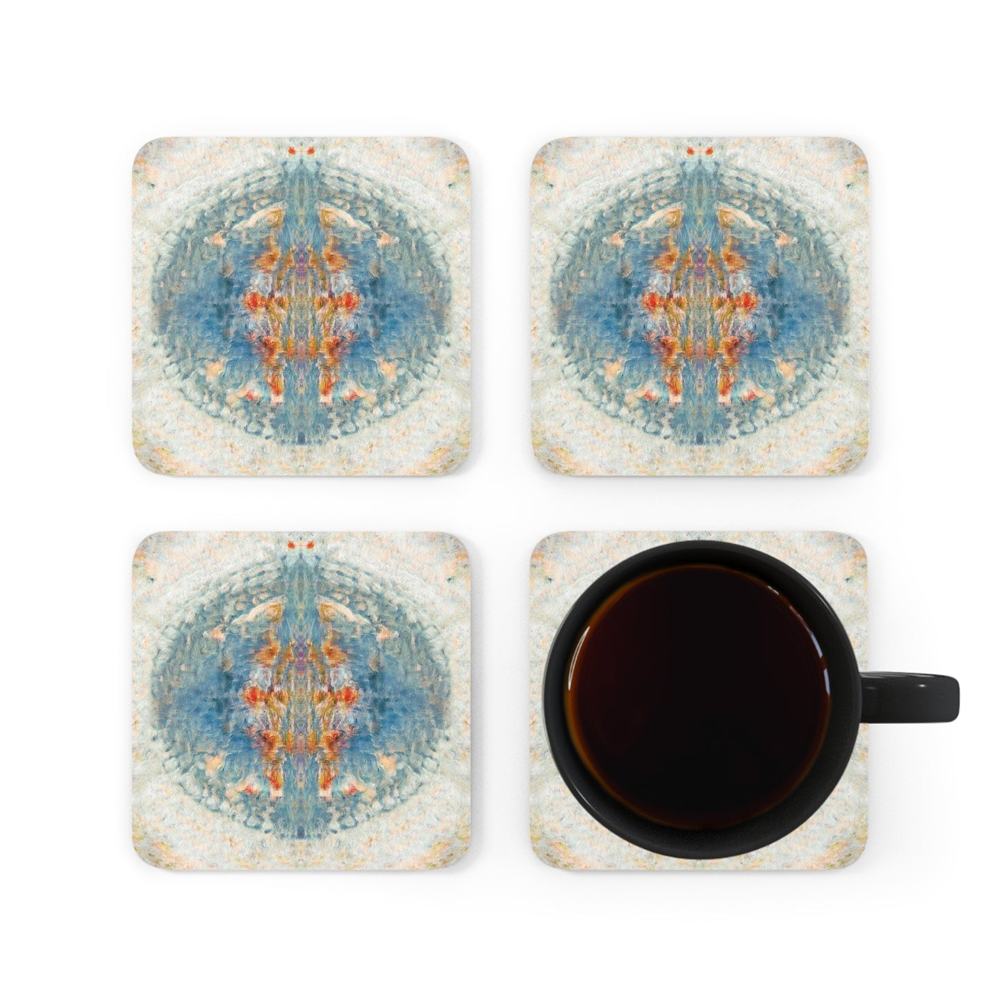 Water Spirits 4-Piece Corkwood Coaster Set