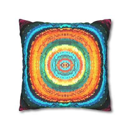 Pixel Mosaic Teal Orange Faux Suede Throw Pillow Case (multi sizes)