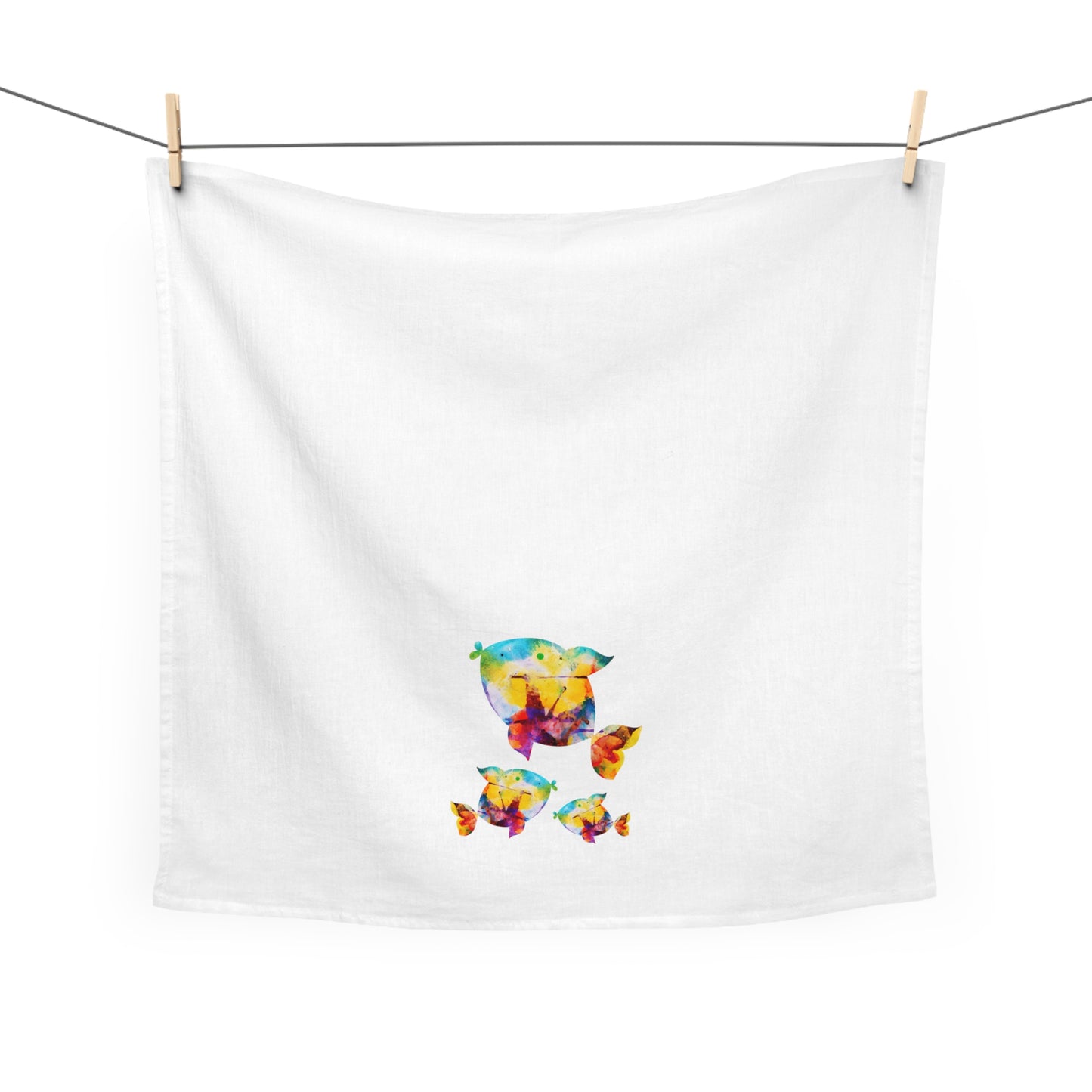 Happiness is a Painted Fish Large Cotton Dish Towel