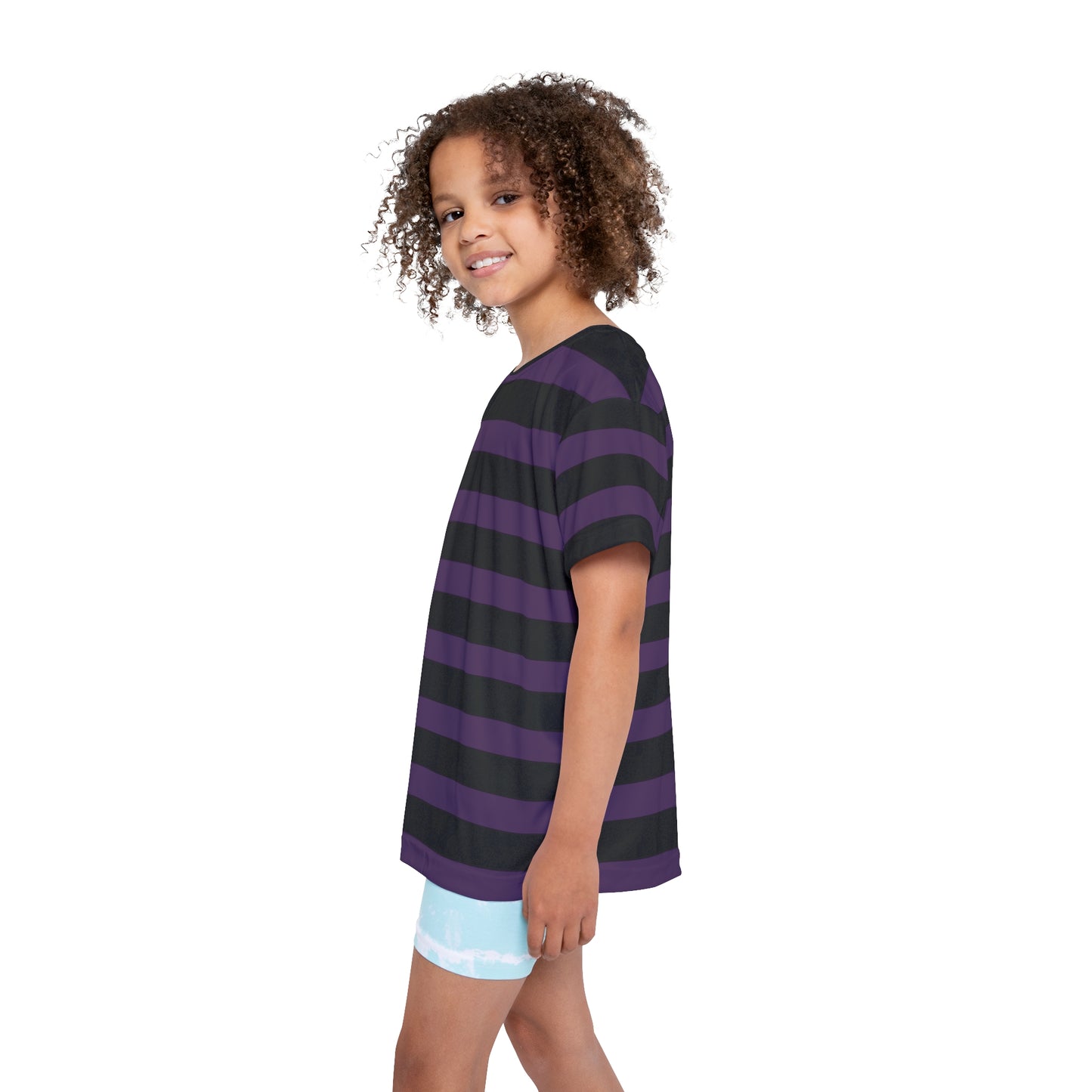 Purple + Black Stripes Kids' Poly Tee