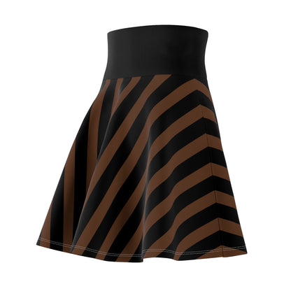 Brown + Black Striped Women's Flowy Skirt