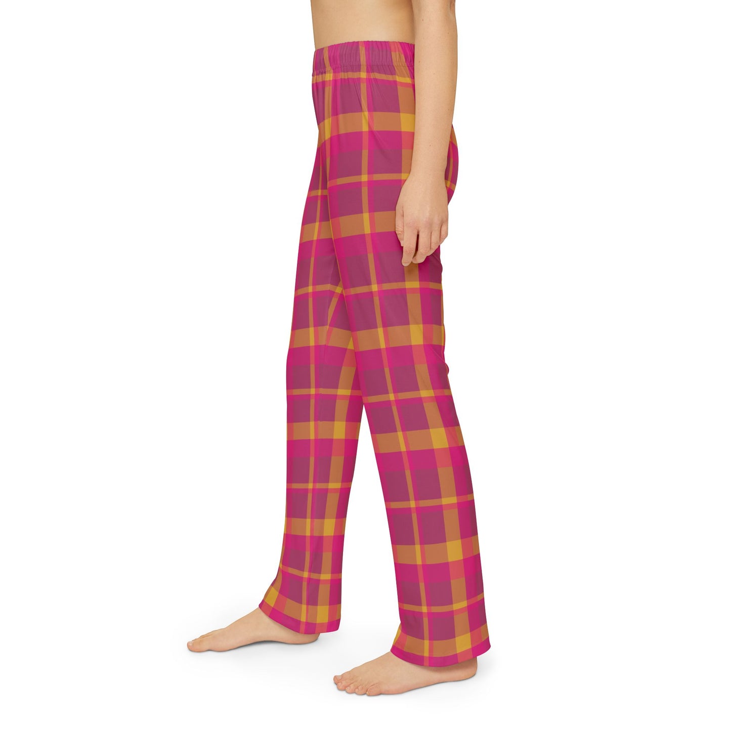 Pink + Yellow Plaid Kids' Pajama Pants