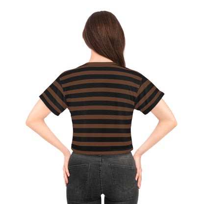 Brown + Black Stripes Cropped Tee